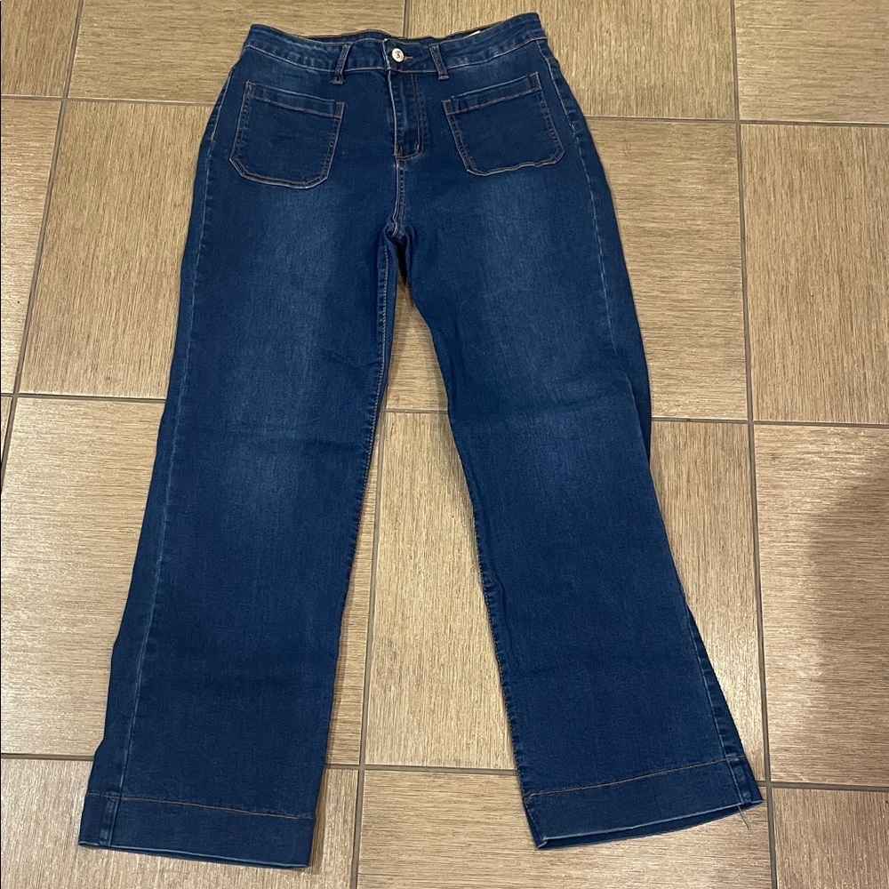 Women’s wide leg jeans high waisted stretchy denim